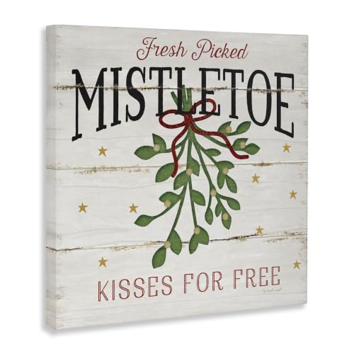 Stupell 24x24 Unframed Wrapped Canvas Wall Art - Mistletoe Holiday Christmas