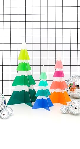 C.R. Gibson Slant 3-Piece Acrylic 3D Christmas Tree Set - Large 10" Tall (Variation: Christmas Tree)