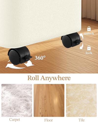 75L Rolling Laundry Hamper with Wheels, Collapsible Bamboo Laundry Basket