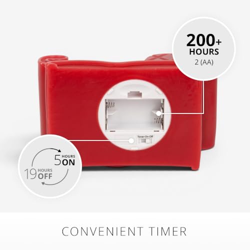 Luminara Flameless Santa Sleigh Candle 7 x 4.5 in Red - Moving Real Flame, Unscented
