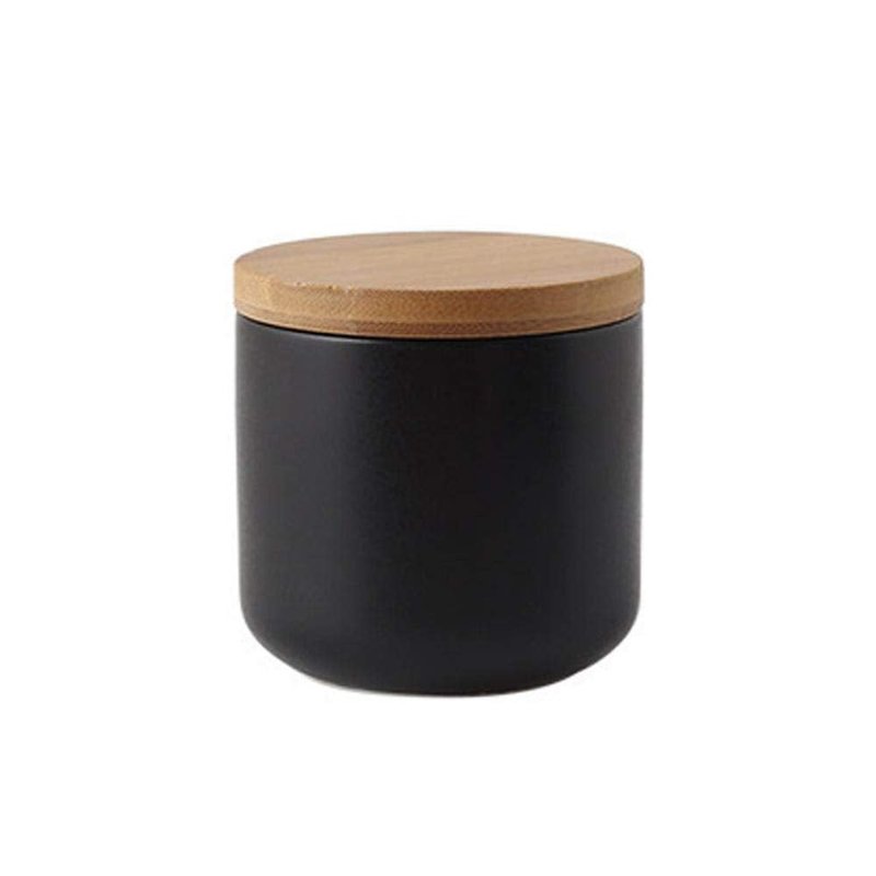 YYW Ceramic Food Storage Containers with Lids, Kitchen Canisters for Countertop, Black Food Containers Jar for Flour, Coffee Bean, Sugar, Tea, Spices and More, Home Decor (260ml/8.79oz)