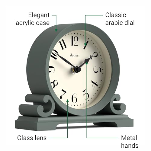 Small Traditional Scroll Mantel Clock - Green Contemporary Desk Clock