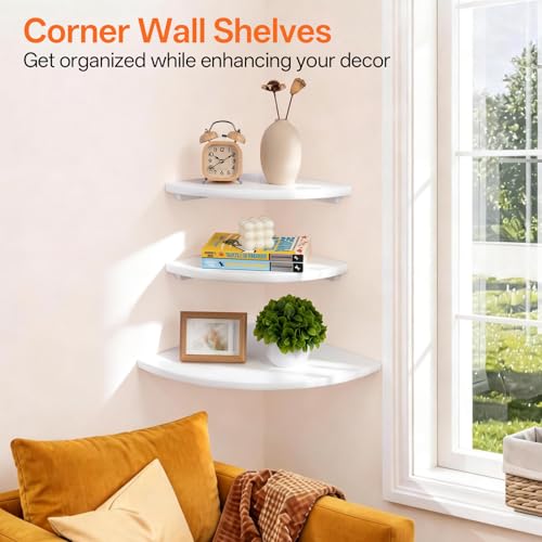 7-Inch Solid Oak Floating Corner Wall Shelf with Cable Management Notch