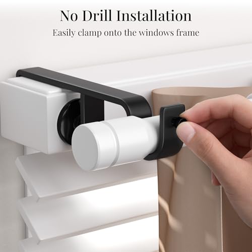 No-Drill Adjustable Curtain Rod Brackets for Over-Blind Mounting, Set of 3