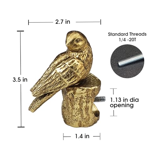 Decorative Bird Curtain Rod Finials, Set of 2 for 1-Inch Rods