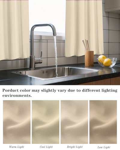 Blackout Window Curtain Tiers - 27" W x 36" L, Beige, 2 Panels