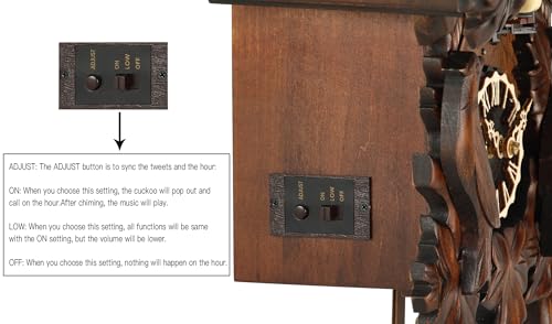 Handcrafted Wooden Cuckoo Clock with Pendulum and 12 Melodies