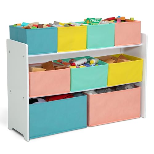 Deluxe Multi-Bin Toy Organizer with 9 Storage Bins - White