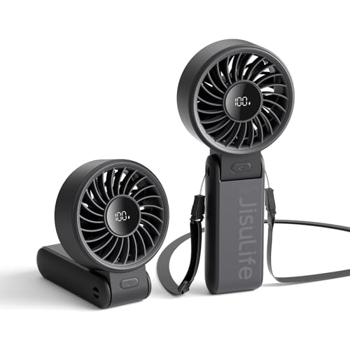 JISULIFE Life7 Portable Handheld Fan 3-in-1 Desk Neck Fan Black
