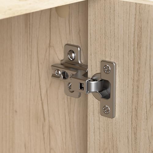 Bush Office Cubicle Storage Hutch with Paper Trays & Pencil Holder, Natural Elm