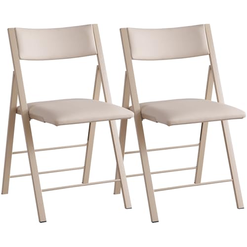 Heavy Duty Padded Folding Chairs - 450lb Capacity Steel Frame, 2 Pack