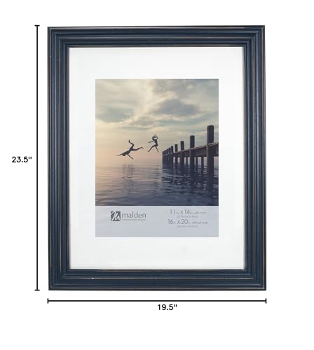 Malden International Designs 11x14 16x20 Rustic Blue Matted Picture Frame (2428-14)