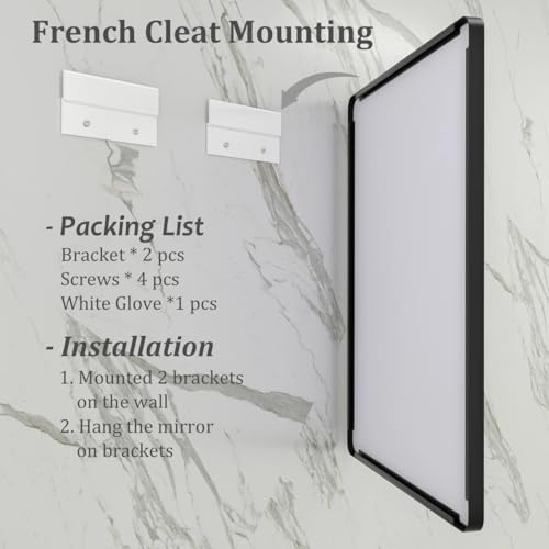 28x32 Inch Black Metal Framed Wall Mirror, Shatterproof Bathroom Mirror