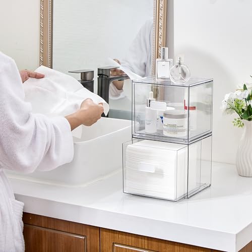 Vtopmart Disposable Facial Towels Holder - Clear Acrylic Storage Drawer for XL Towels, Model 1