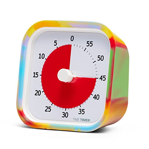 Time Timer MOD Tie Dye ?? Special Edition ??? Visual Timer for Kids Classroom Learning, Elementary Teachers Desk Clock, Homeschool Study Tool and Office Meetings with Silent Operation (Tie Dye)