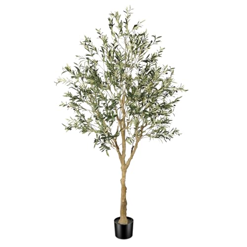 7ft Artificial Olive Tree - Realistic Faux Potted Plant for Indoor Decor