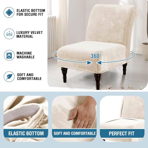 Thick Velvet Armless Chair Covers - Stretch Slipcovers for Living Room