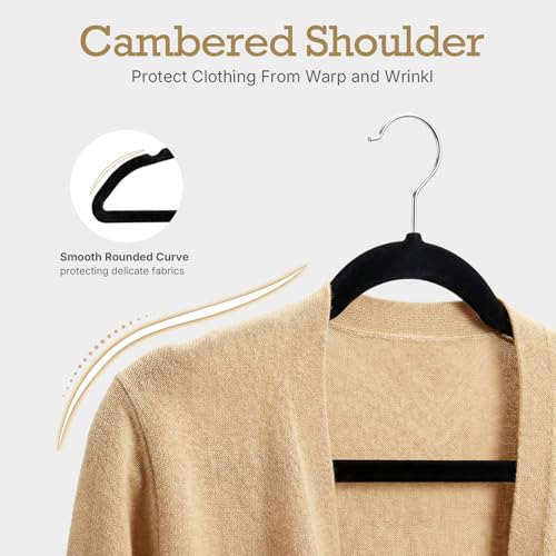 HOUSE DAY Black Velvet Hangers 60 Pack, Non Slip Slim Suit Hangers