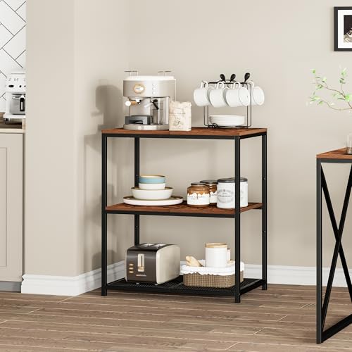 3-Tier Industrial Kitchen Island & Baker's Rack with Storage Shelves