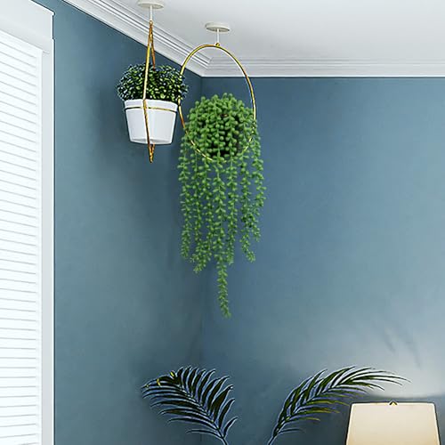 Artificial String of Pearls Hanging Plant in Black Pot - 16.5 Inch Faux Succulent