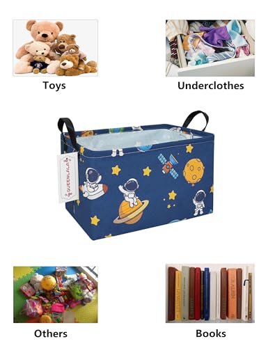Collapsible Rectangular Laundry Basket with Handles, Astronaut Print