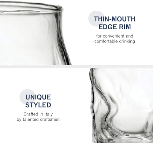 Sorgente 15.5 oz Cooler Glasses, Lead-Free Textured Glassware, Set of 6