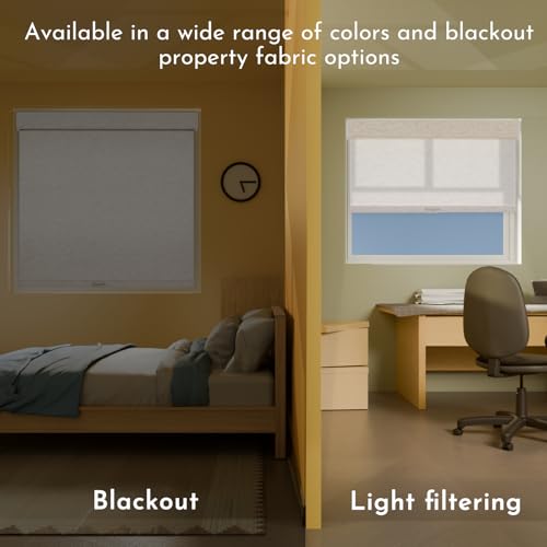 Cordless Blackout Roller Shades - Linen Fabric, Thermal Insulated, Custom Size