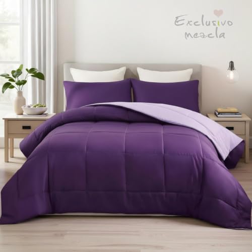 Reversible Queen Comforter Set, 3-Piece All-Season Down Alternative Bedding