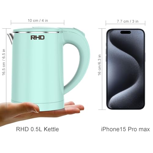0.5L Portable Electric Travel Kettle, 304 Stainless Steel Mini Water Boiler