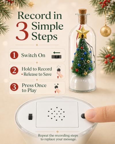 2PCS Recordable Christmas Tree Ornament, 20-Second Voice Message Keepsake