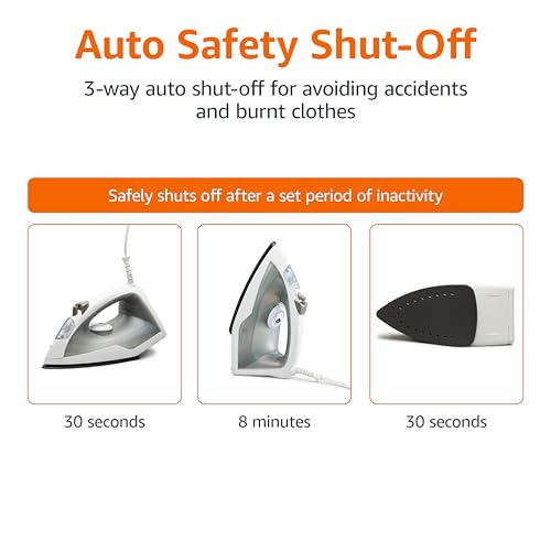 Amazon Basics 1200W 10-Inch Steam Iron with Non-Stick Soleplate and 150ml Tank