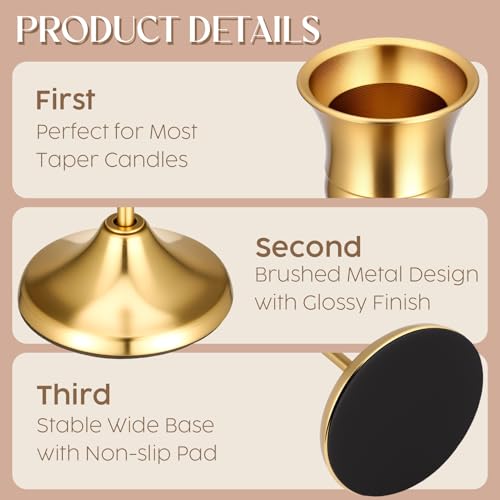 24PCS Vintage Gold Taper Candle Holders Set - Elegant Table Centerpiece
