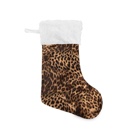 STAYTOP Leopard Print Christmas Stocking 17.7in Large Suede Big Xmas Decoration 1PCS