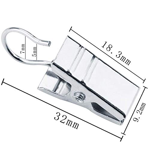 120-Pack Stainless Steel Hook Clips for Curtains, Photos, and String Lights