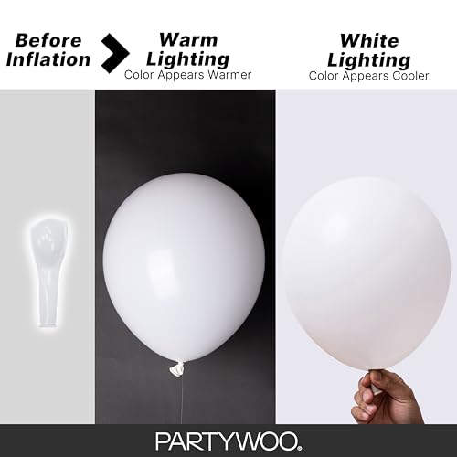 PartyWoo White Latex Balloons Assorted Sizes 140 Pack for Party Decor
