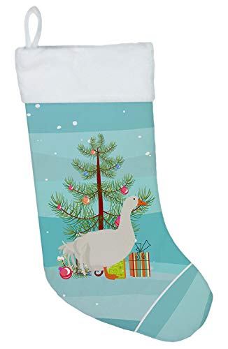 Sebastopol Goose Christmas Stocking - 18in Suede Feel, Double-Sided Decoration