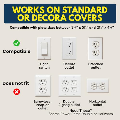 Power Perch Wall Outlet Shelf with Cord Storage Strap - Single Pack, White