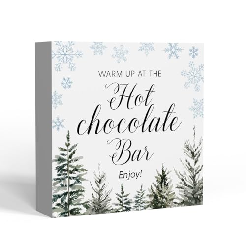 iRudyard Hot Chocolate Wooden Sign Decor for Christmas & Holiday Gifts 5x5 Inch HotChocolate1