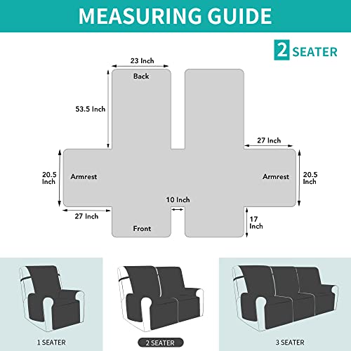 Waterproof Recliner Loveseat Sofa Cover with Pocket - Gray/Light Gray