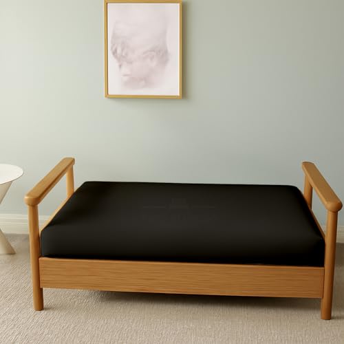 Twin XL Armless Futon Cover - 100% Cotton, Machine Washable, Black