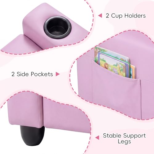 2-Seater Kids Recliner Sofa with Cup Holders and Storage Pockets