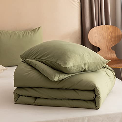 ROSGONIA Olive Green Queen Comforter Set 3-Piece Boho Bedding