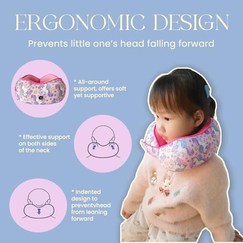 Kids Memory Foam Travel Neck Pillow with Adjustable Snap for Car & Plane