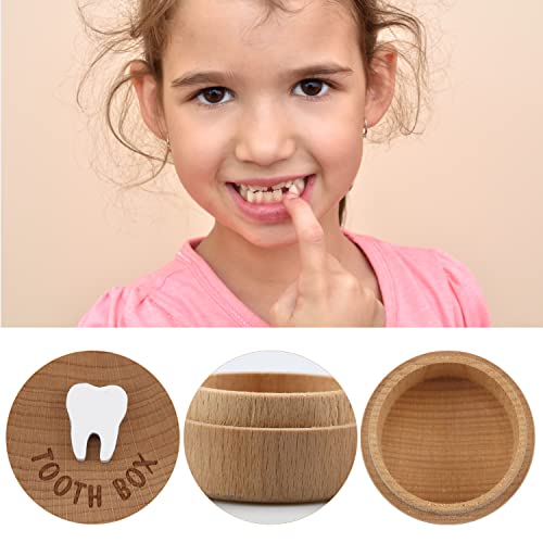 3D Carved Wooden Tooth Fairy Box - Baby Tooth Keepsake Storage Box