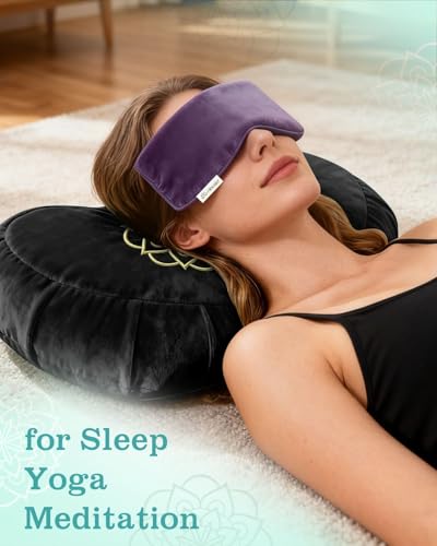Crescent Meditation Cushion - Ergonomic Buckwheat Hull Floor Pillow (Black)