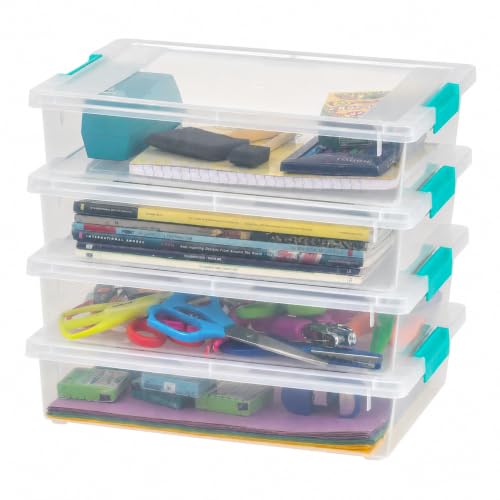Clear Plastic Storage Bins with Lids 6 Qt 4-Pack Stackable Craft Organizers