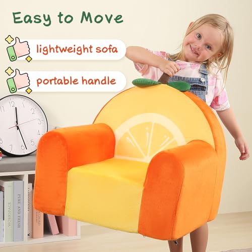 Kids Orange Comfy Cute Kids Chair with High-Density Foam - MOMCAYWEX