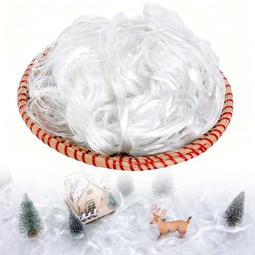 Fluffy White Tinsel Angel Hair Artificial Snow - 7 oz / 200g Table Scatter
