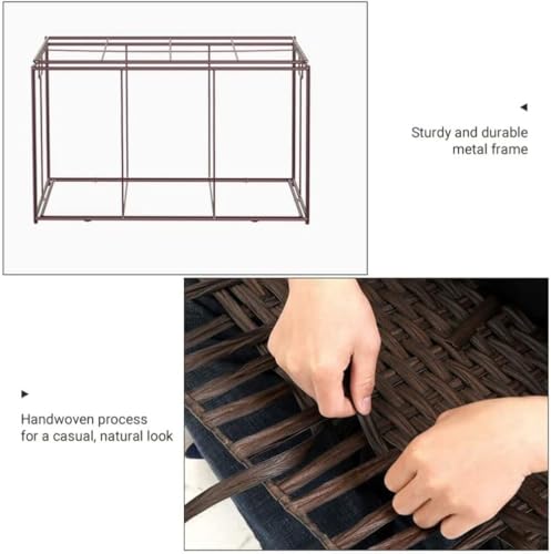 Large Woven Storage Basket with Lid 160L Foldable Laundry Hamper Brown