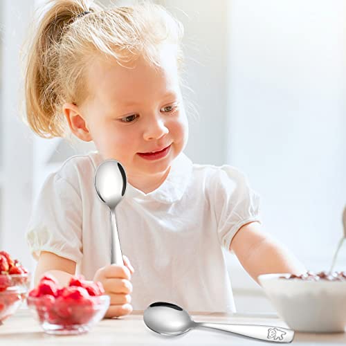 9-Piece Stainless Steel Toddler Spoons Set with Bear Engraving
